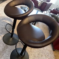 Adjustable Faux Leather Bar Stool Set of 2 (33"-42''H)