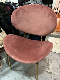 Pink Velvet Accent Chair with Gold Legs