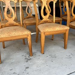 Set Of 7 Wood Chairs For Dining Room Table 