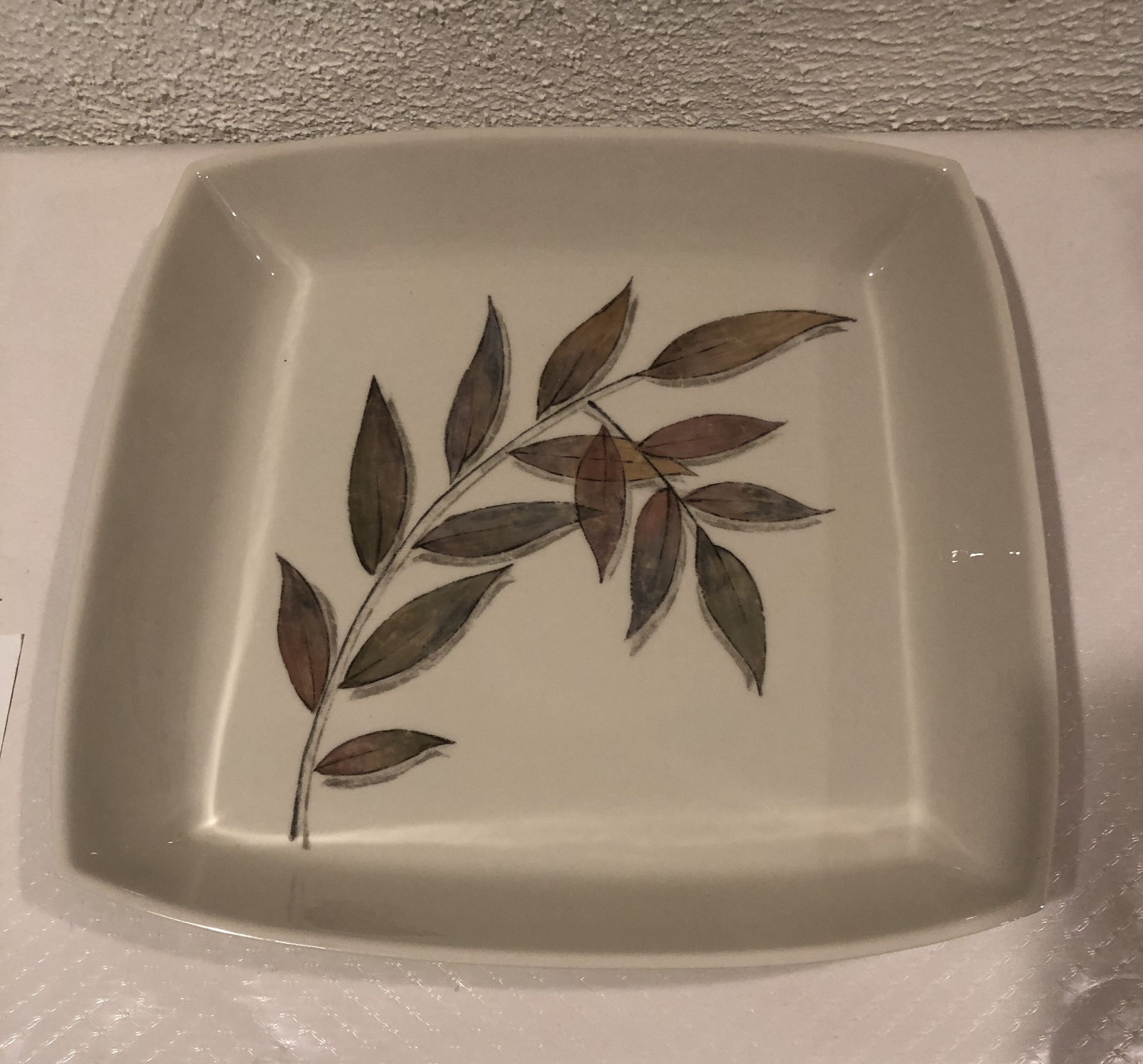 Vintage Fine Lenox Nature’s Impression With Whispering Leaves Square Serving Bowl , Shallow Bowl Tray 13.50” Made In USA If you see it here , it is