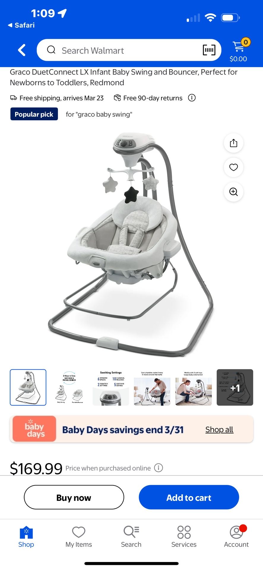 Graco DuetConnect LX Infant Baby Swing and Bouncer