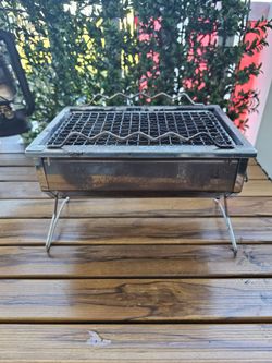 LOGOS Portable Stainless Steel Tabletop Charcoal Grill - Compact Camping BBQ Hibachi