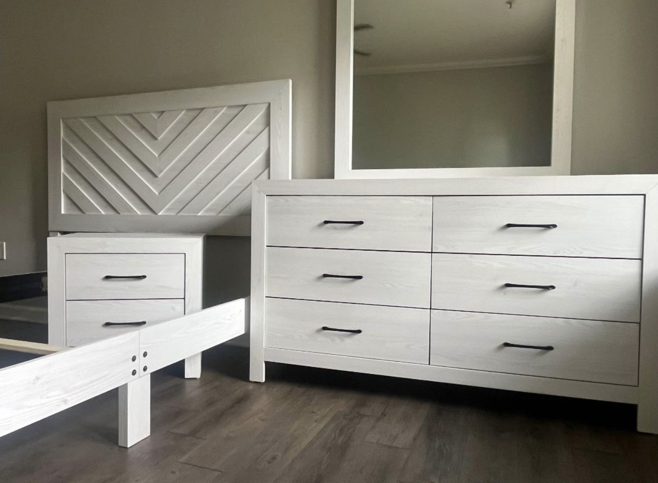 Full or Queen Size Bed With Dresser & Mirror and Night Stand  — all for just $698