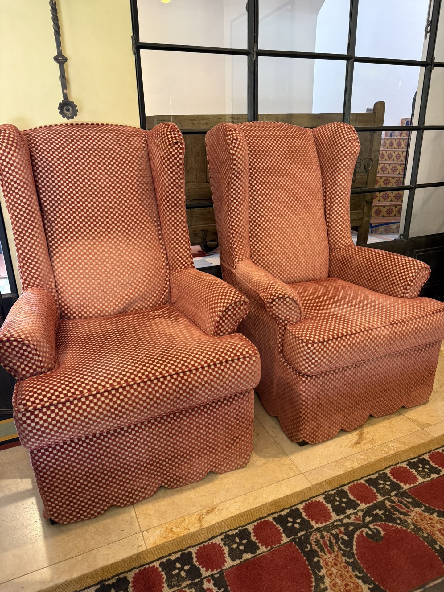 Vintage Slipped Covered Accent Chairs (2)