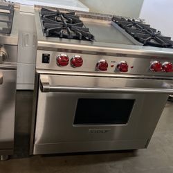 Wolf 36”Wide Dual Fuel Range Stove Stainless Steel 