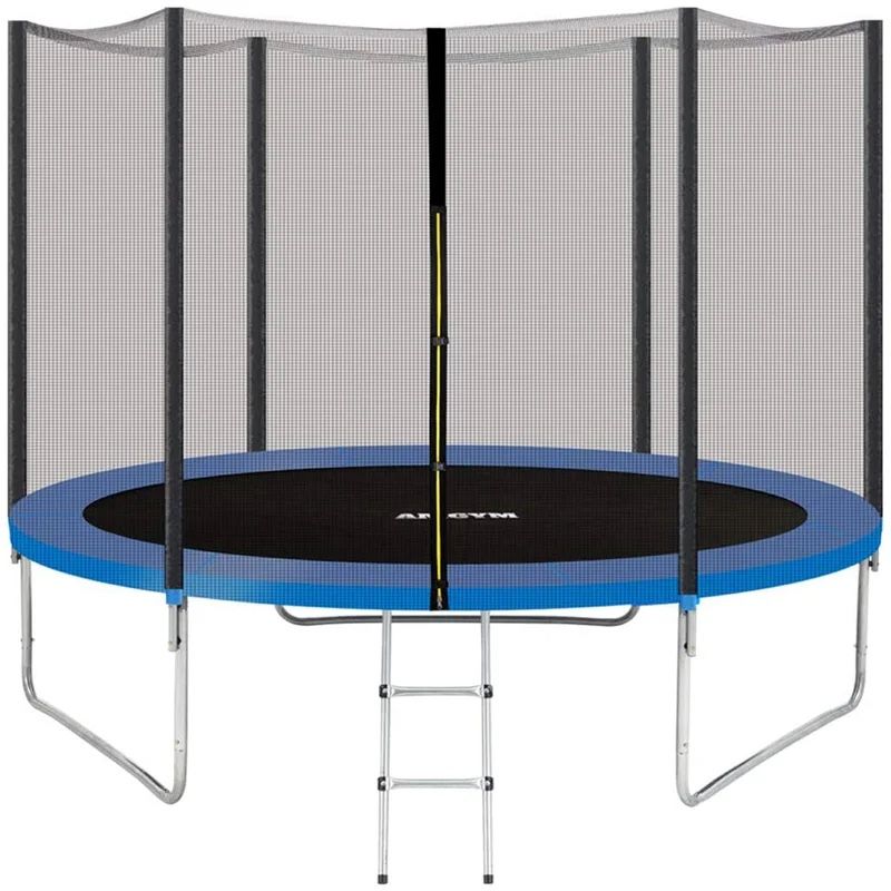 AMGYM Trampolines 10FT Jump Recreational Trampoline with Enclosure Net & Basketball Hoop - ASTM Approved - Safe Outdoor Trampoline for Kids