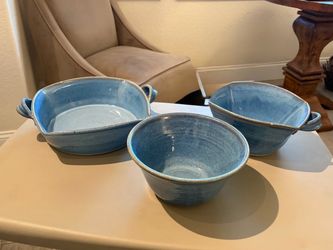 Three Handmade Pottery Dishes