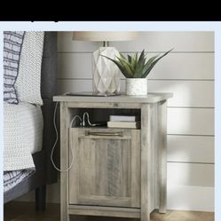 Gray Night Stand W/ Port 