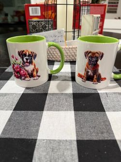 Boxer Puppy Ceramic Coffee Mugs Set of 2