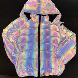 Reflective Luminous Zipper Hooded Puffer Jacket-SZ 3XL But Fits Like An XL Or L