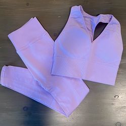 Victoria’s Secret PINK Women’s M Workout Lavender Seamless Set. Mid Sports Bra