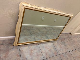 Vintage Wall Mirror with Ornate Wood Frame
