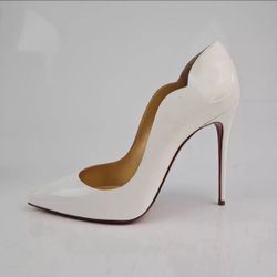 Christian Louboutin Hot Chick White Patent Leather 100MM Pumps New Size 36