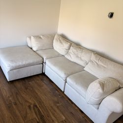 Pottery Barn Light Tan/Ivory Couch With Ottoman 