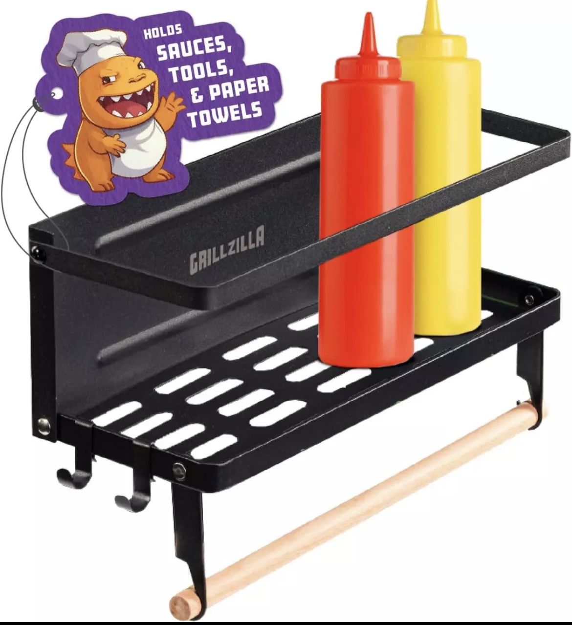 Grill Armory - Magnetic Grill Caddy - BBQ Shelf Organizer and Tool Holder
