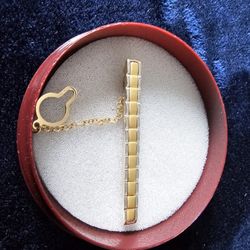 18K Yellow & White Gold Tie Tack Clasp Bar in Box 9.56g - DUBAI