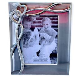 Things Remembered Silver Two Hearts Love Wedding Anniversary Photo Frame 5x7