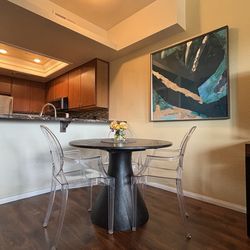 One Heavy Solid Wood Black Round Dining Table