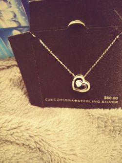 Nice Sterling silver necklace cubic zirconia brand new tag on still