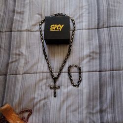 Spicy Chain 20ich , Matching Bracelet, Cross Pendant