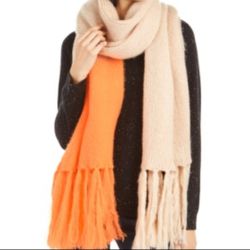 STEVE MADDEN Colorblocked Scarf In Camel/neon Orange. BRAND NEW WITH TAG