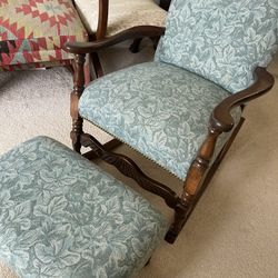 Antique Chair with Ottoman 