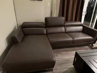 Divani Casa doss Modern Brown Eco Leather Sectional Sofa With Chaise