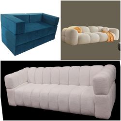 BRAND NEW  9ft COUCH  Cuttle White FABRIC Made 