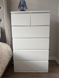 White 6-Drawer Tall Dresser