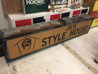 Large antique lighted box sign. 8’ x 2’ . From north Portland business. As cool as a sign can get!