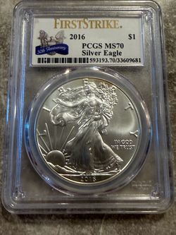 2016 U.S Silver Eagle MS70 PCGS First Strike FS Label American Coin 30th Anniv.