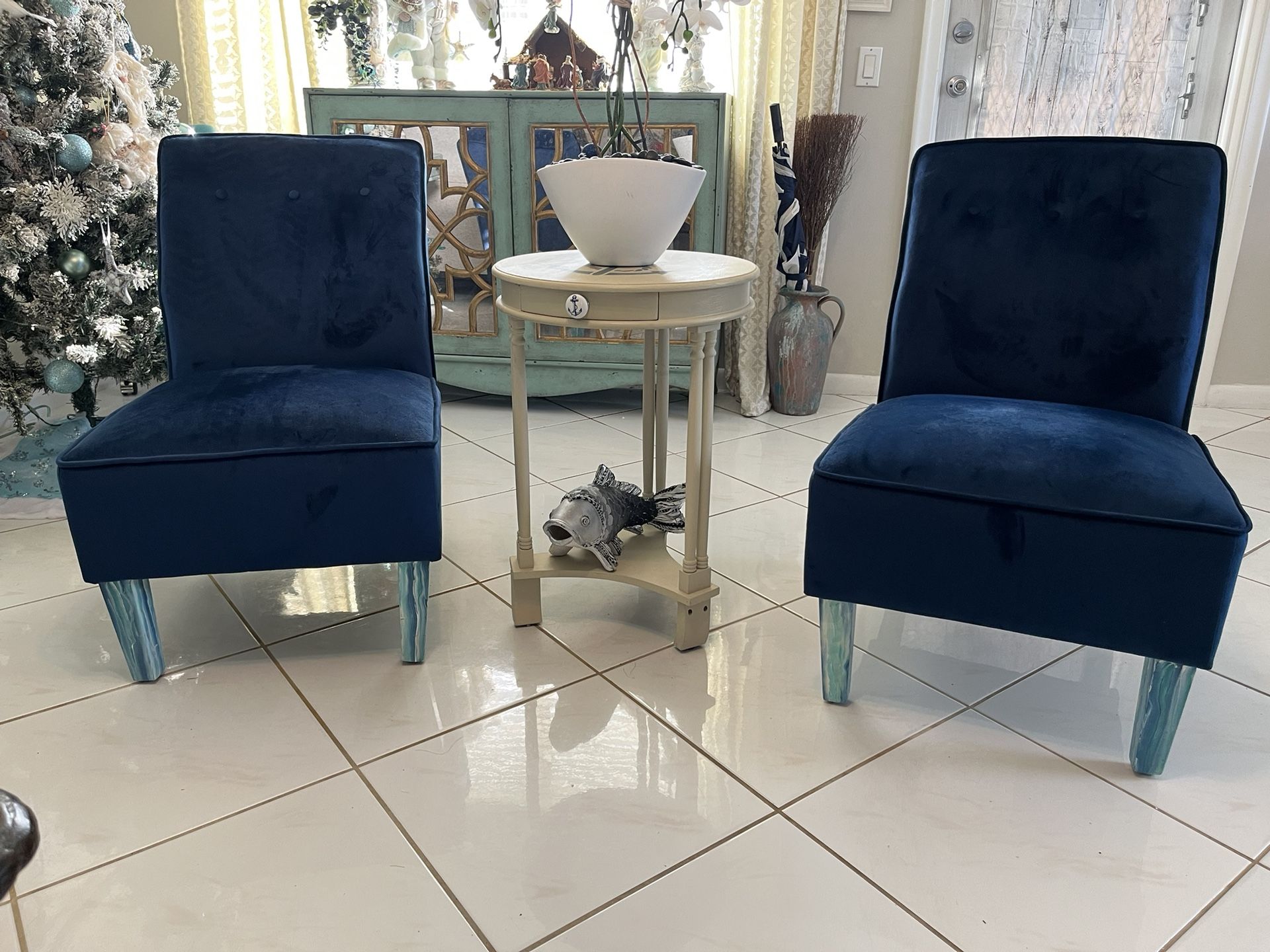 2 Beautiful Colbert Blue Chairs