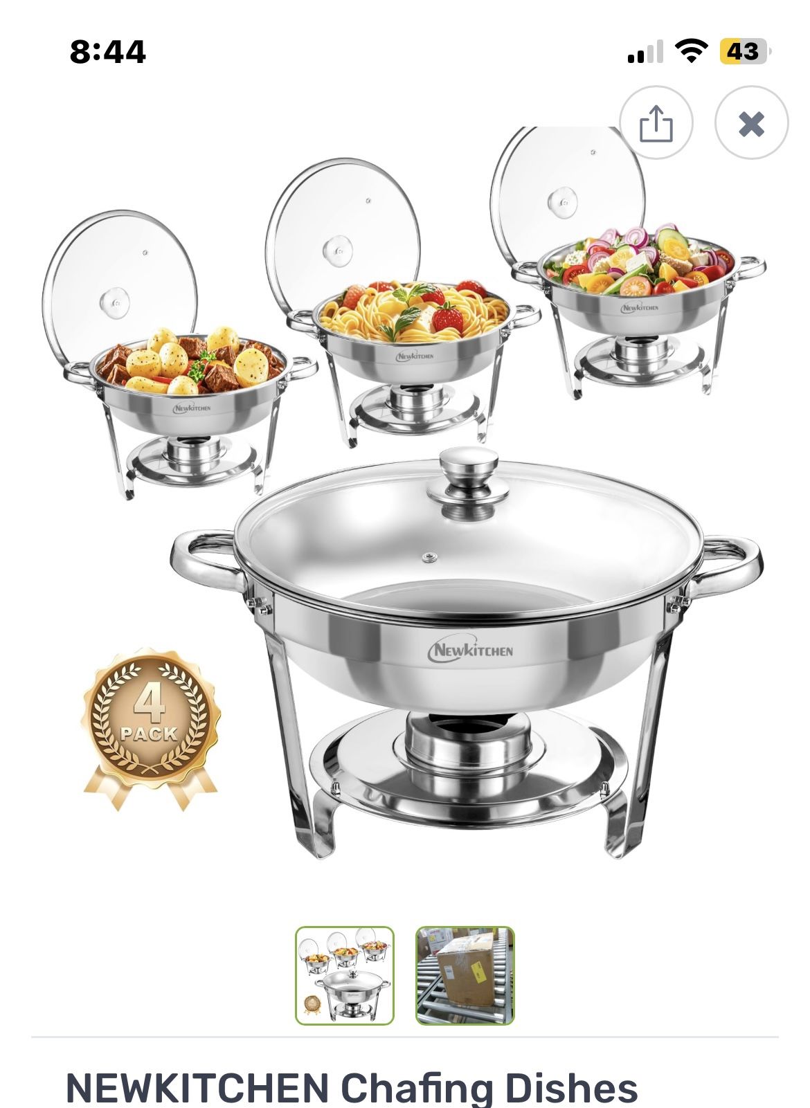 4 Pack Chaffing Buffet 5 Qt