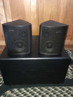 2 Optimus bidirectional satellite speakers and 10” subwoofer