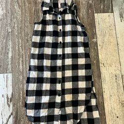 Girls Long Flannel Paid Shirt Dress Size 7/8