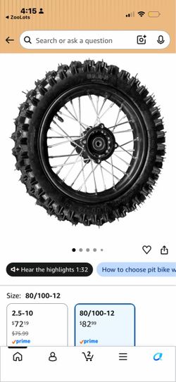 Dirt Bike Wheel with Knobby Tire 80/100-12