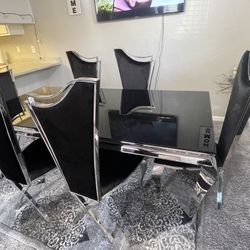 Black Marble Dining Table “ In Stock” “ 0 $ Down” 