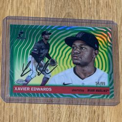 2025 Topps Chrome Platinum Xavier Edwards Vibrations Refractor 50/99 Marlins