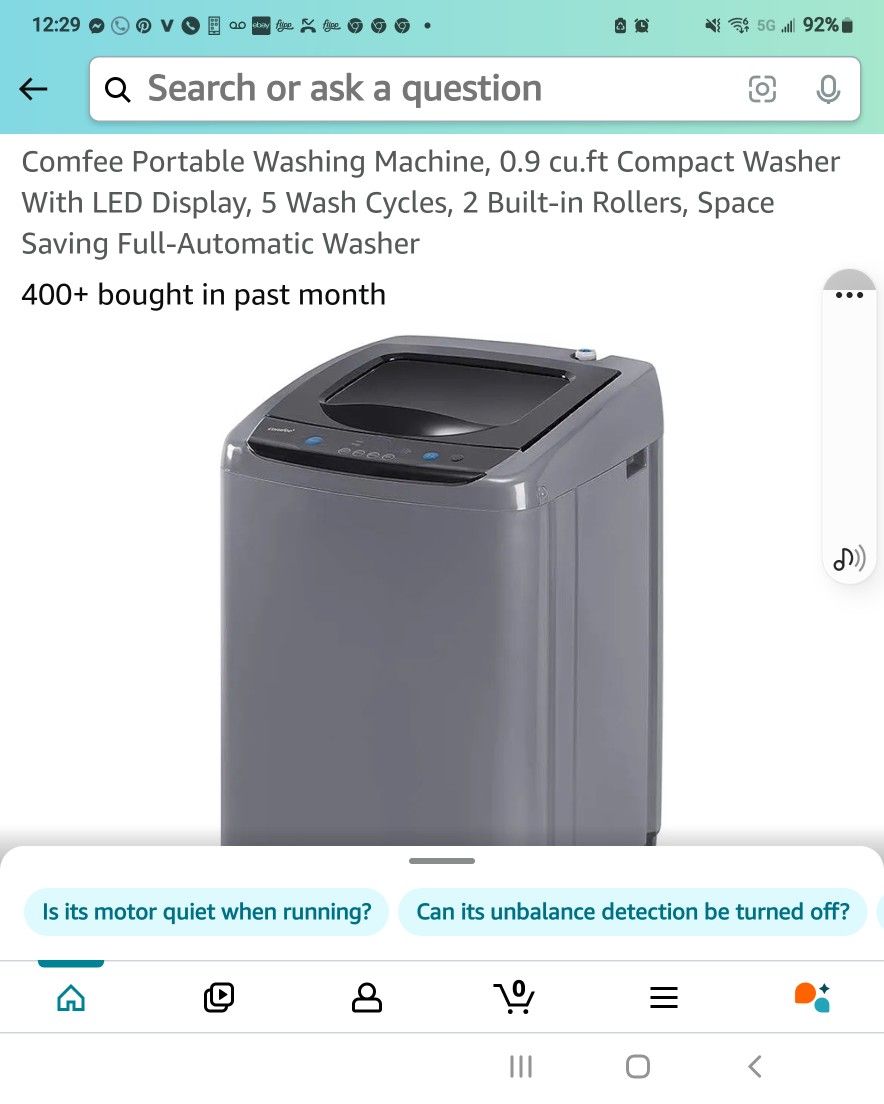 COMFEE' Portable Washing Machine, 0.9 cu.ft Compact Washer With LED Display, 5 Wash Cycles, 2 Built-in Rollers, Space Saving Full-Automatic Washer