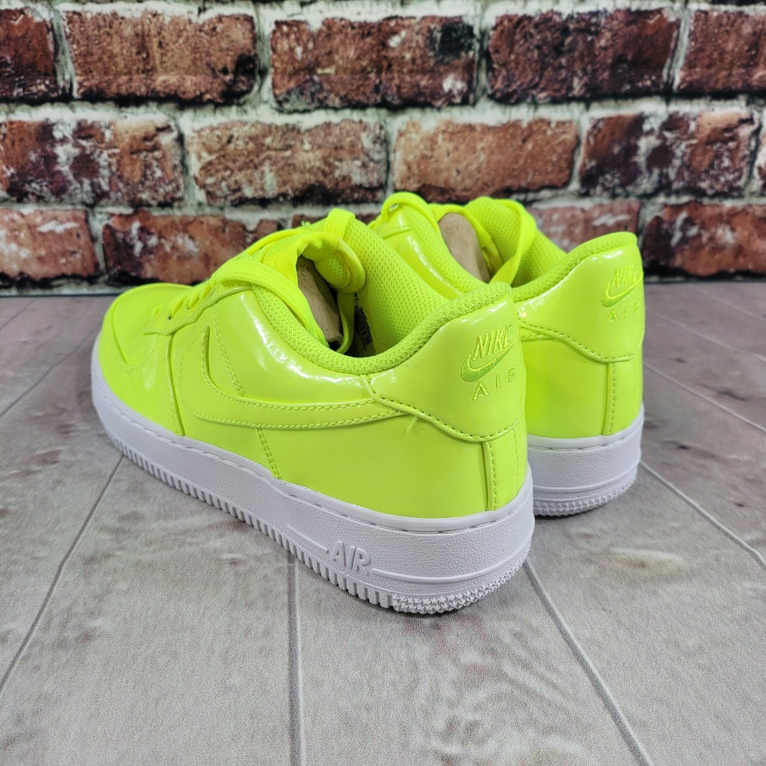 Nike Size Youth Air Force LV8 UV Volt White Patent Leather - Main Image