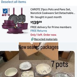 Pots and Pans Set, Nonstick Cookware Set Detachable Handle, Induction Kitchen Cookware Sets Non Stick with Removable Handle, RV Cookware Set, Gold and
