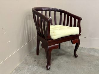 Vintage Rosewood High Gloss Finish Accent Chair with Ivory Seat Cushions