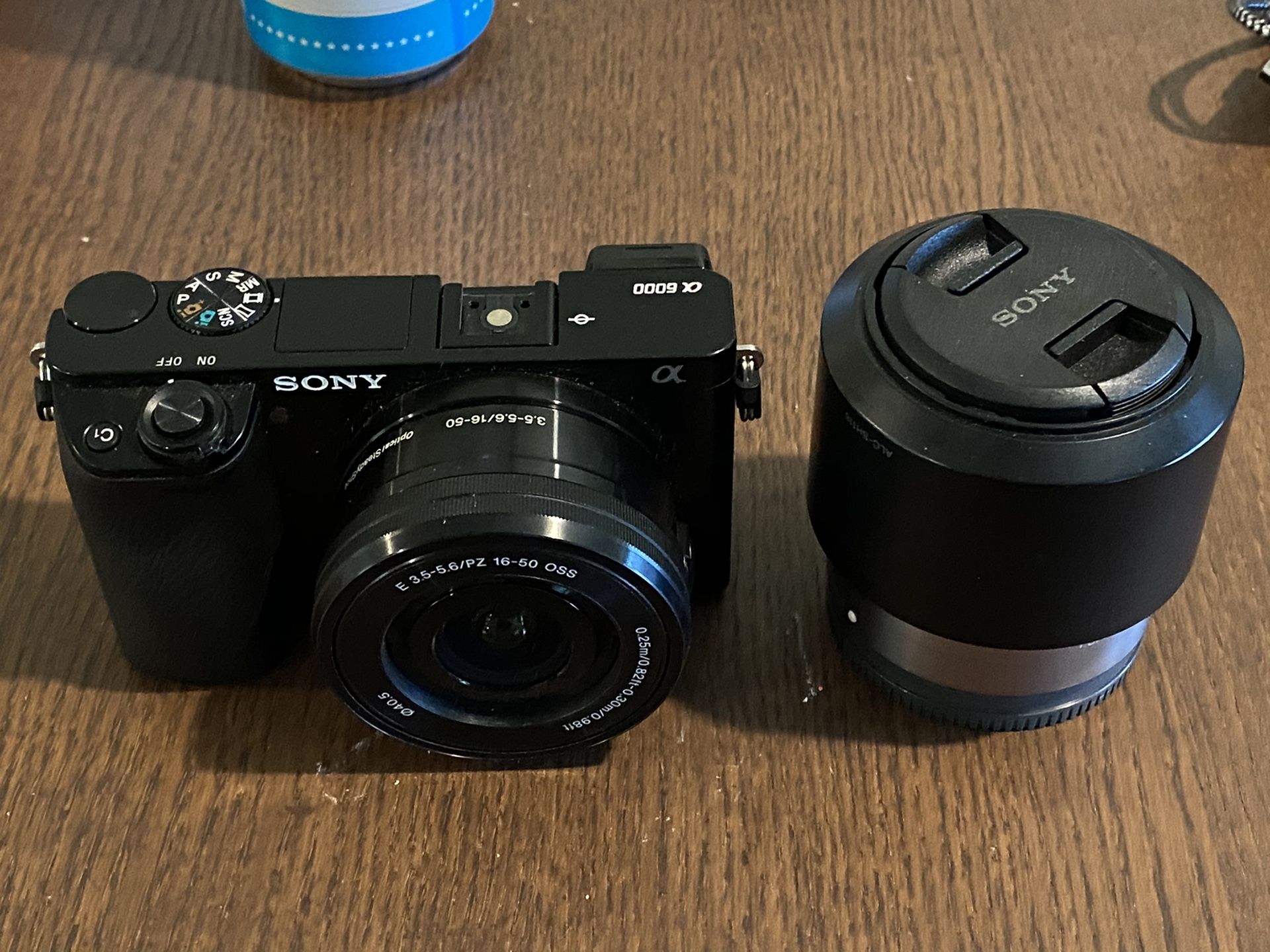 Sony A6000 digital camera with 16-50mm and 50mm f/1.8 lenses