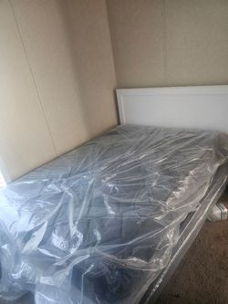 Full size Bedroom Set: Brand new Mattress and boxspring included, Headboard, and Dresser with Mirror