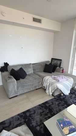 Sofa 2 seats and swivel chair grey