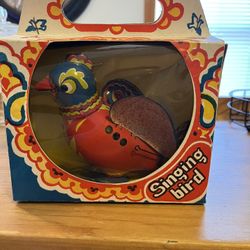 Vintage Russian Tin Wind Up Singing And Moving Bird.
