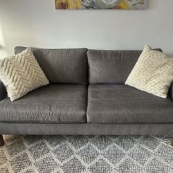 West Elm Gray Linen Weave 34.5in X 74.5in