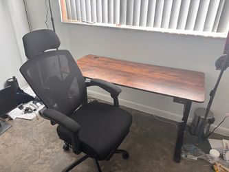 Electric Standing Desk + Ergonomic Mesh Office Chair