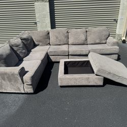 Gray Sectional W Storage Ottoman 