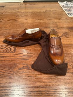 A. Testoni Brown Leather Loafers